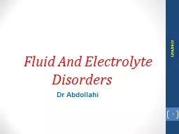 Fluid  A nd  E lectrolyte Disorders