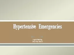 Hypertensive Emergencies