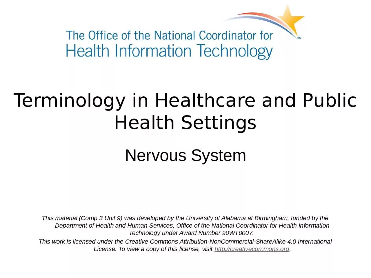 PPT-Terminology in Healthcare and Public Health Settings