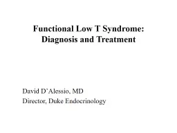 Functional Low T Syndrome: Diagnosis and Treatment
