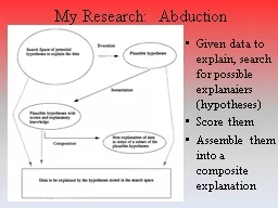 My Research:  Abduction Given data to explain, search for possible explanaiers (hypotheses)