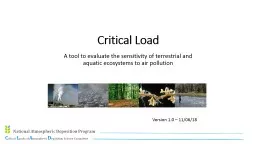 Critical Load A tool to evaluate the sensitivity of terrestrial and aquatic ecosystems