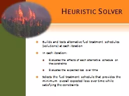 Heuristic Solver Builds and tests alternative fuel treatment schedules (solutions) at