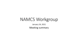 NAMCS Workgroup January 14, 2021