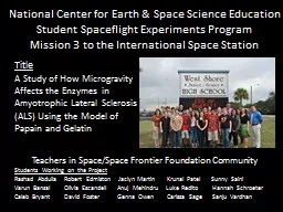National Center for Earth & Space Science Education Student Spaceflight Experiments
