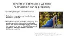 Benefits of optimising a woman’s haemoglobin during pregnancy