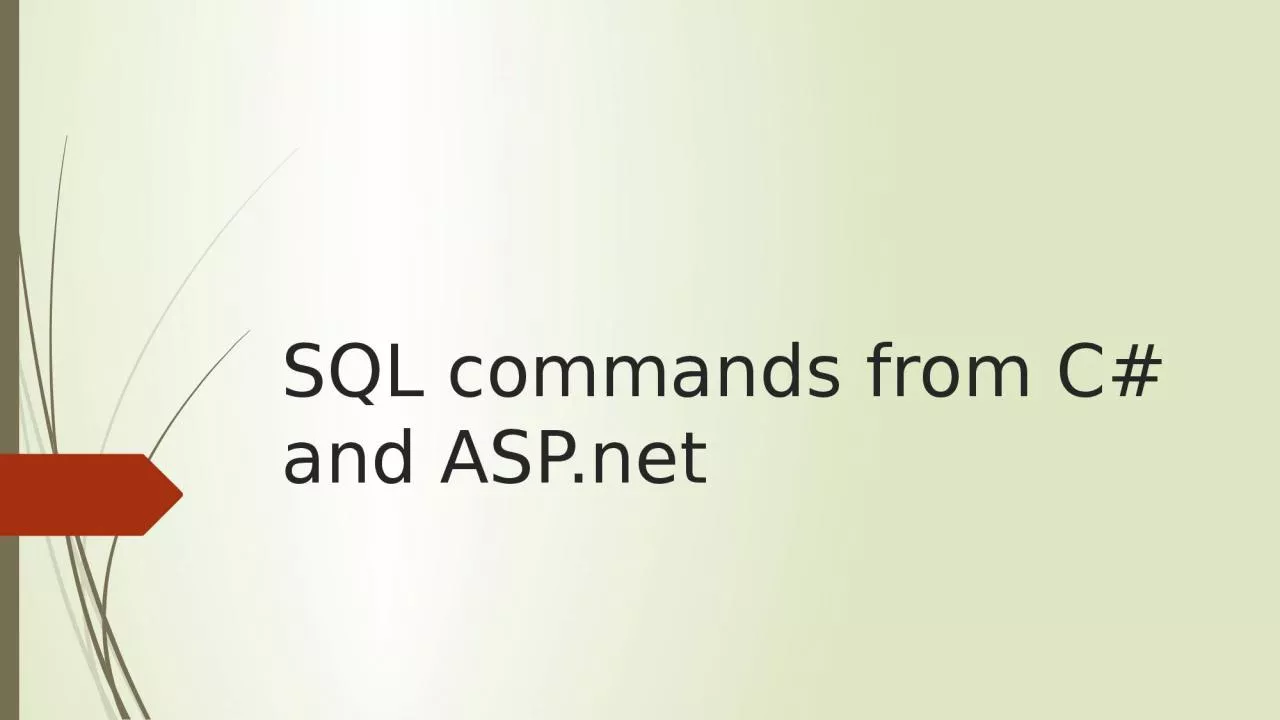 SQL commands from C# and ASP.net