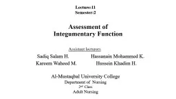 Assessment of Integumentary Function