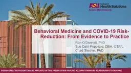 Behavioral Medicine and COVID-19 Risk-Reduction: From Evidence to Practice