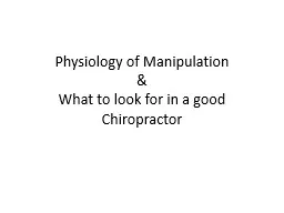 Physiology of Manipulation