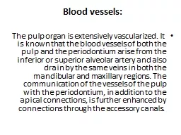 Blood vessels: The pulp organ is extensively