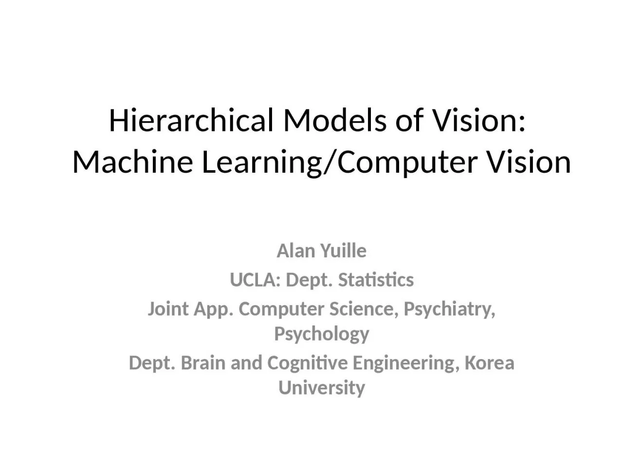 PPT-Hierarchical Models of Vision: