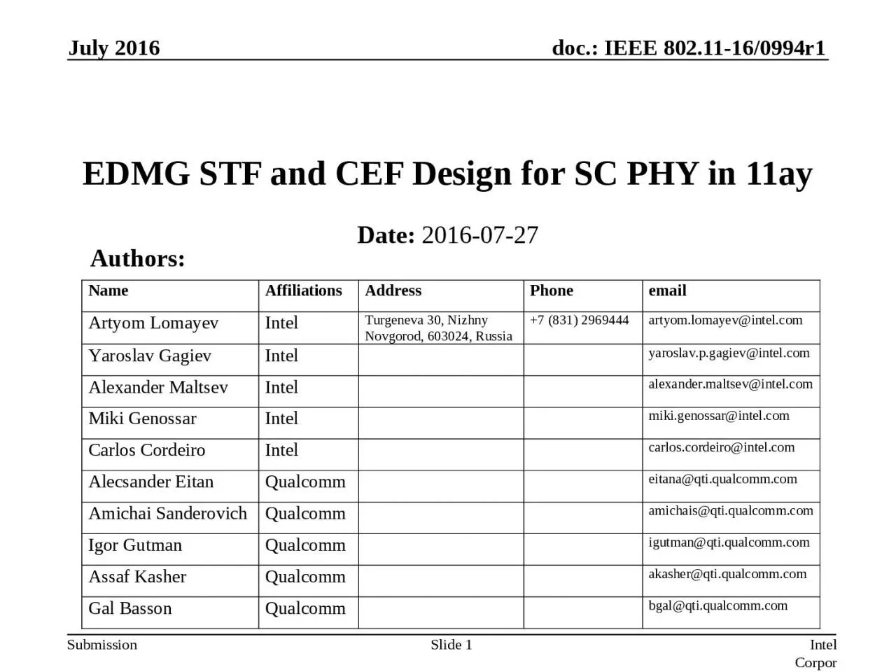 PPT-July 2016 Intel Corporation