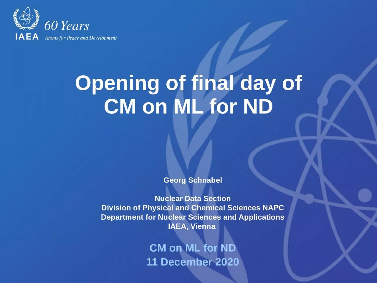 Opening of final day of CM on ML for ND