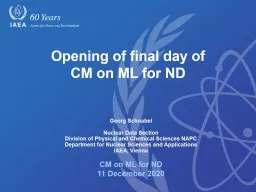 Opening of final day of CM on ML for ND