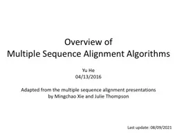 Overview of  Multiple Sequence Alignment Algorithms