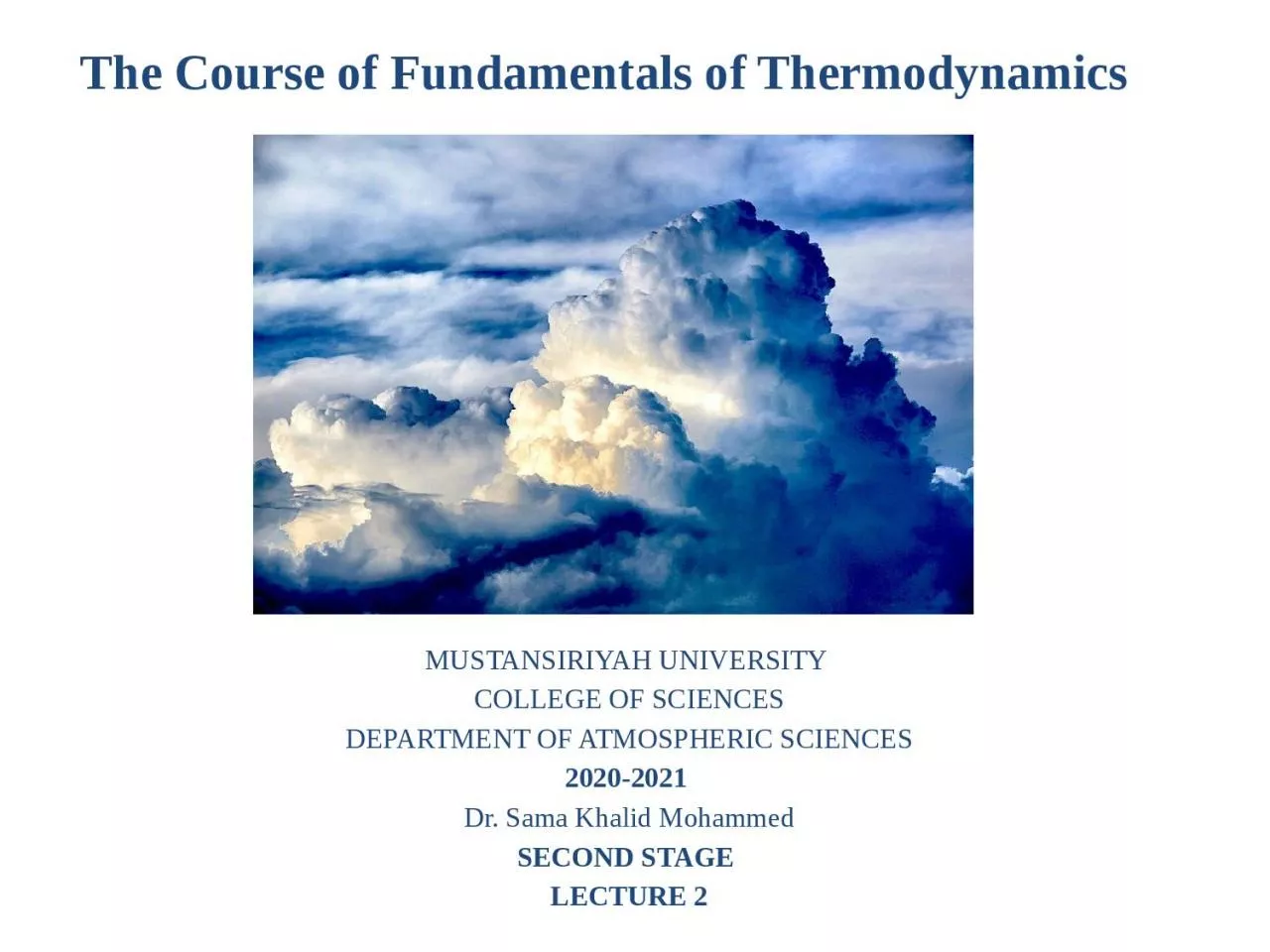 PPT-The Course of Fundamentals of Thermodynamics