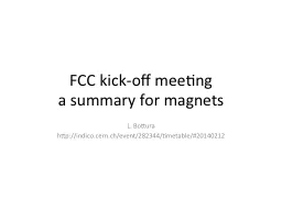 FCC kick-off meeting a summary for magnets