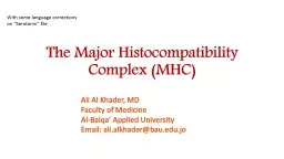 The Major Histocompatibility Complex (MHC)