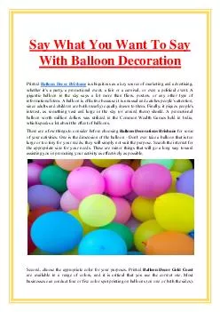 Say What You Want To Say With Balloon Decoration