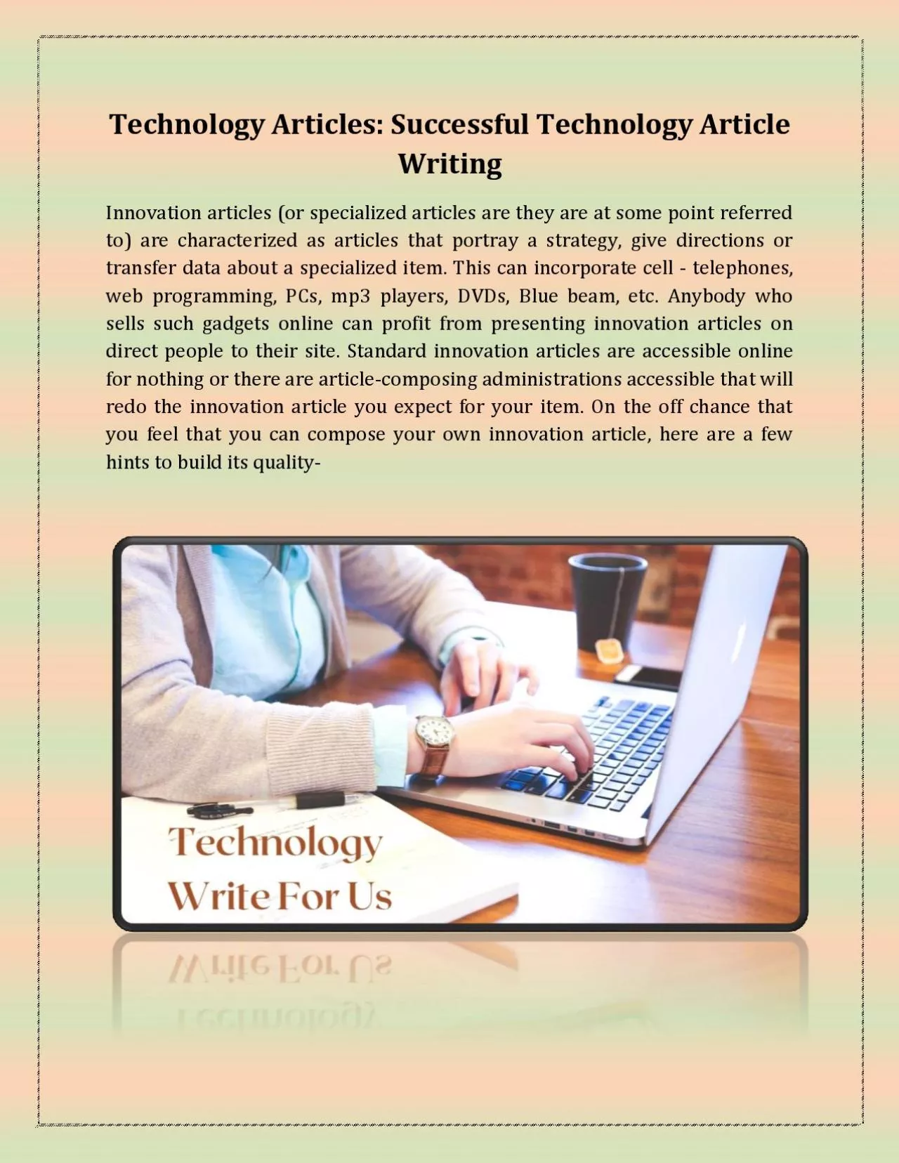 Technology Articles: Successful Technology Article Writing