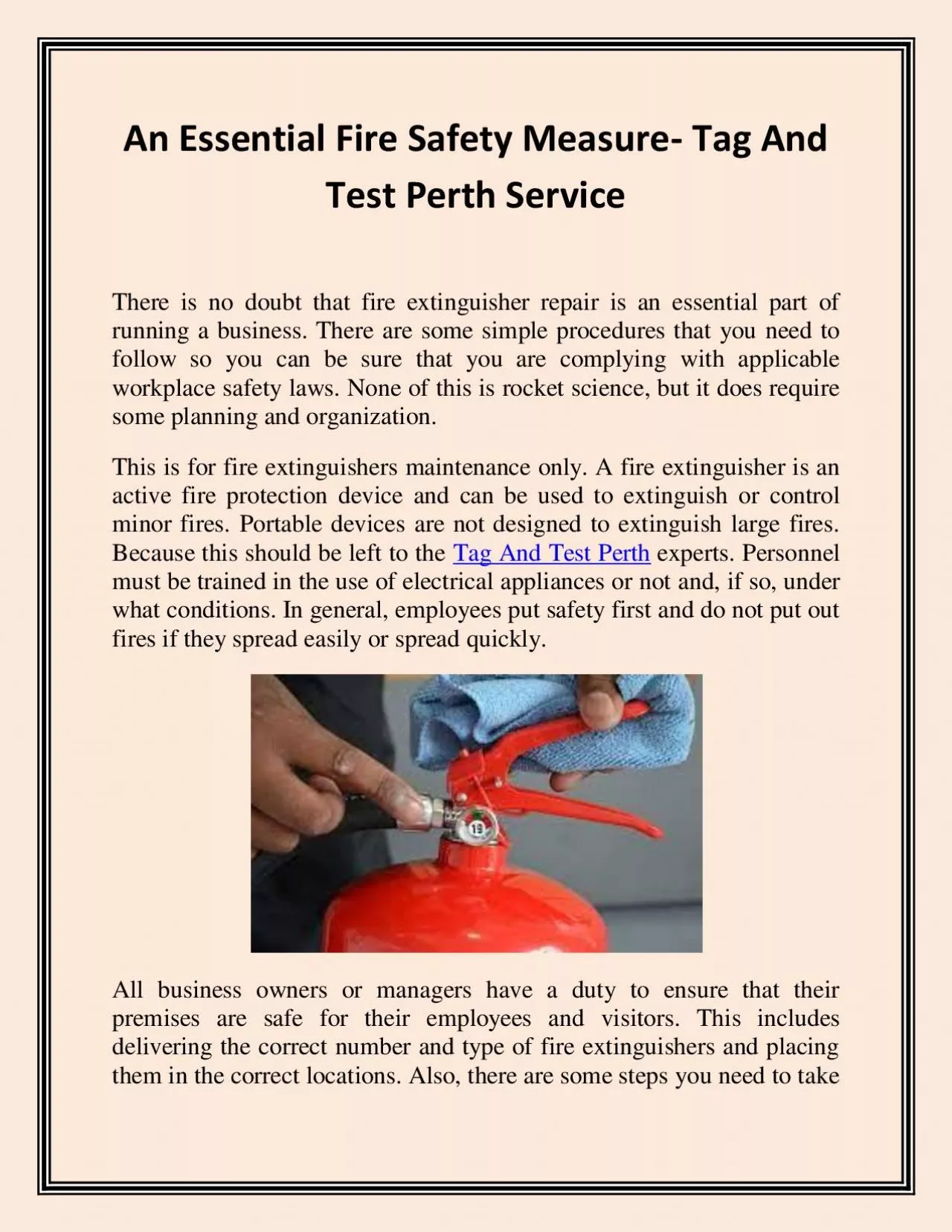 PDF-An Essential Fire Safety Measure- Tag And Test Perth Service