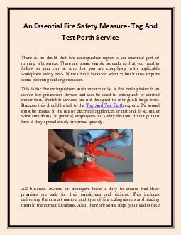 An Essential Fire Safety Measure- Tag And Test Perth Service