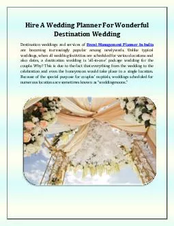 Hire A Wedding Planner For Wonderful Destination Wedding