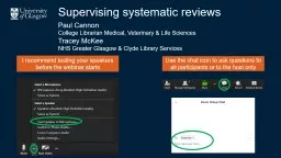 Supervising systematic reviews