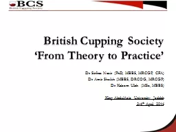 British Cupping Society ‘From Theory to Practice’