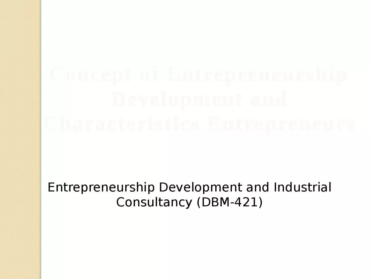 Concept of Entrepreneurship Development and