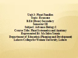 Unit 3: Plant Families Topic: