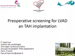 Preoperative  screening for LVAD an TAH implantation