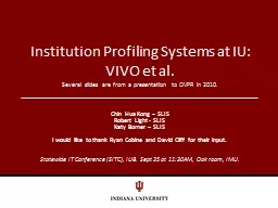 Institution  Profiling Systems at IU: