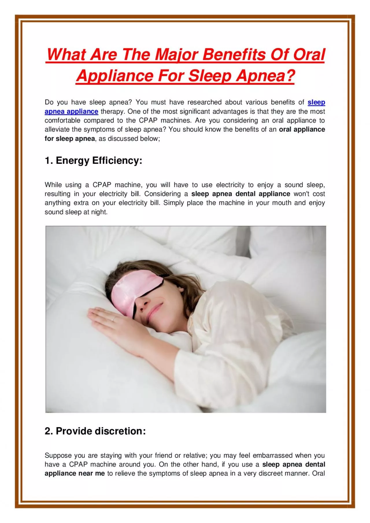 PDF-What Are The Major Benefits Of Oral Appliance For Sleep Apnea?