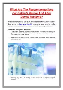 What Are The Recommendations For Patients Before And After Dental Implants?