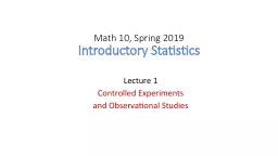 Math 10, Spring 2019 Introductory Statistics