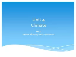 Unit 4 Climate Part 2 Factors affecting water movement