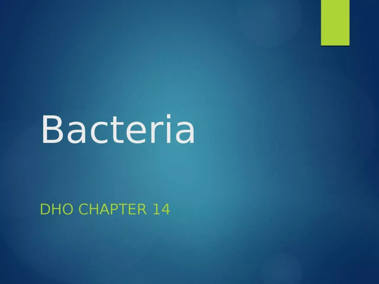 Bacteria DHO Chapter 14 Bacteria facts