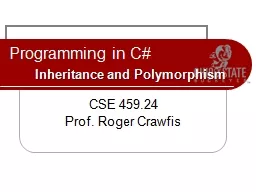 Programming in C# 	 Inheritance and