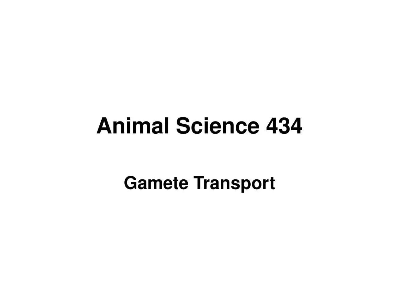 Animal Science 434 Gamete Transport