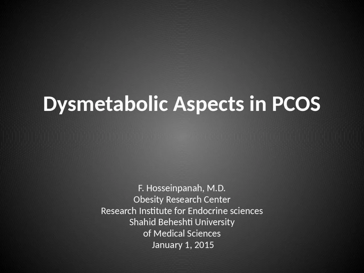 PPT-Dysmetabolic Aspects in PCOS