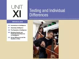 Unit 11 Testing and Individual Differences