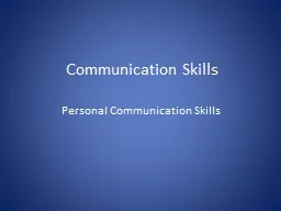 Communication Skills Personal Communication Skills