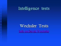 Intelligence tests Wechsler