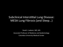 Subclinical Interstitial Lung Disease:
