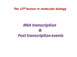 The 12 th  lecture in molecular biology
