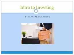 Financial planning  Intro to Investing