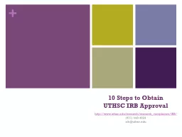 UTHSC IRB:  A How-To Guide