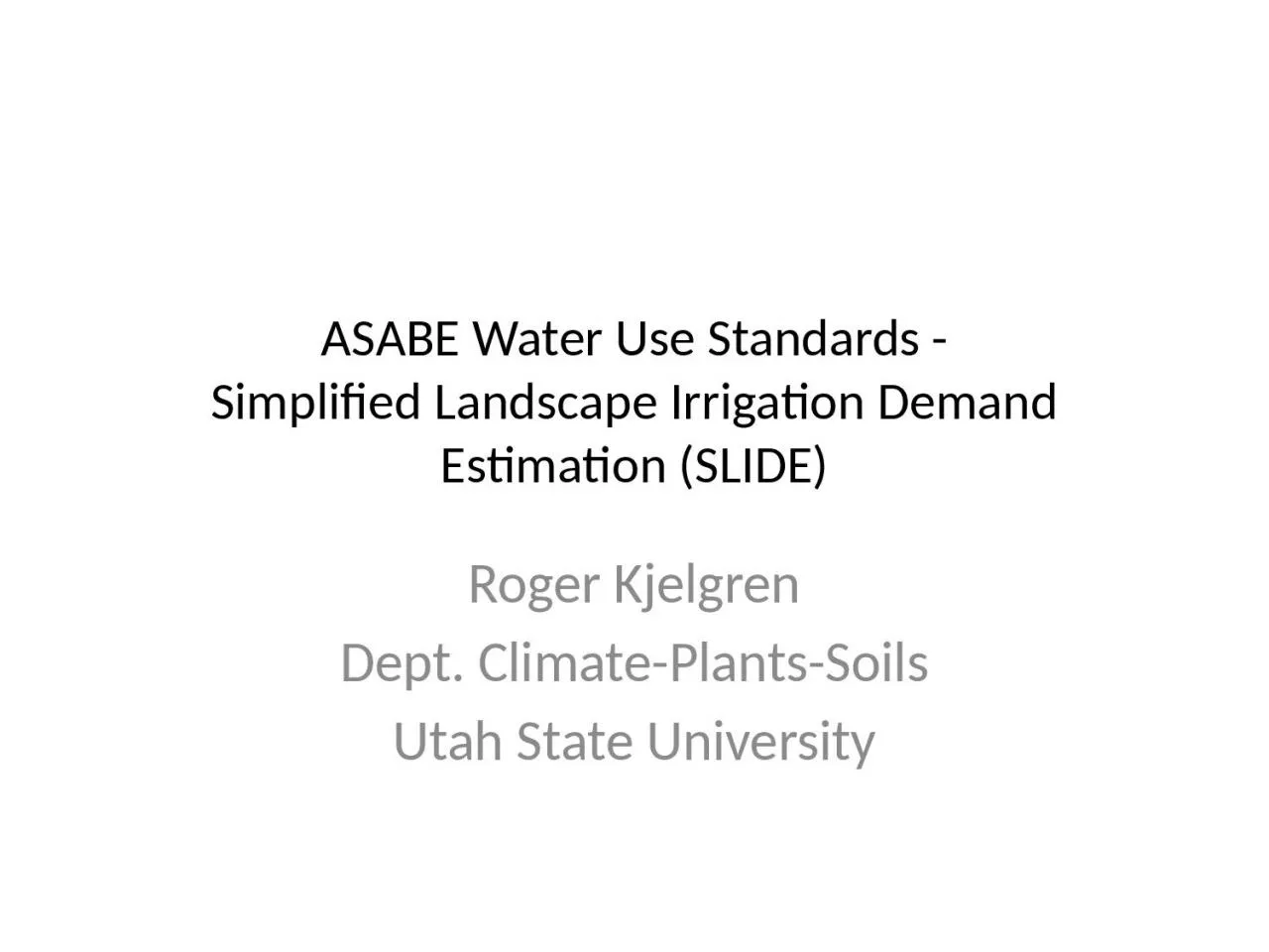 ASABE Water Use Standards -